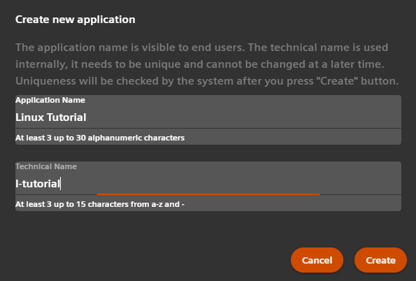 Create new app in dev portal Create new app
