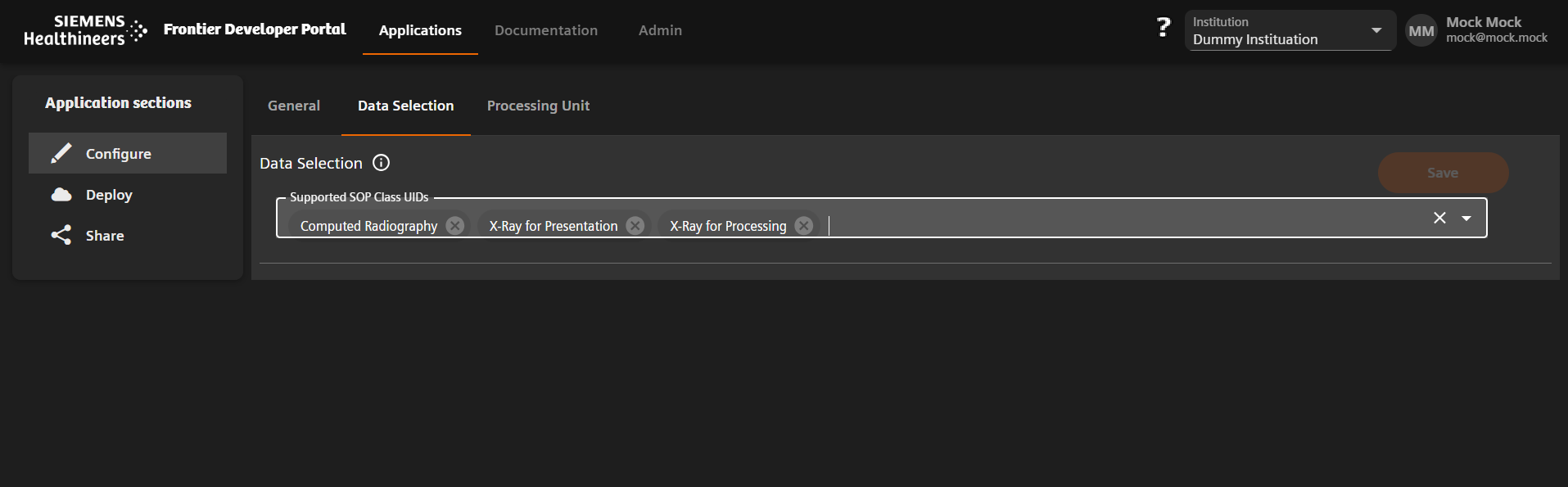 Configure new interactive app