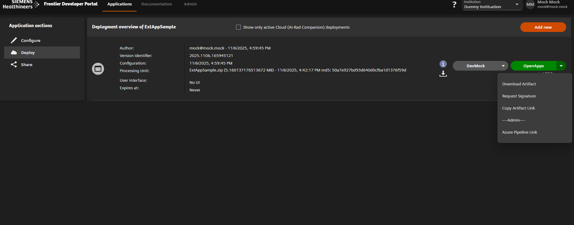 Open Apps deployment